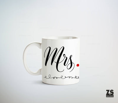 Set de dos tazas de cerámica Mr. y Mrs.