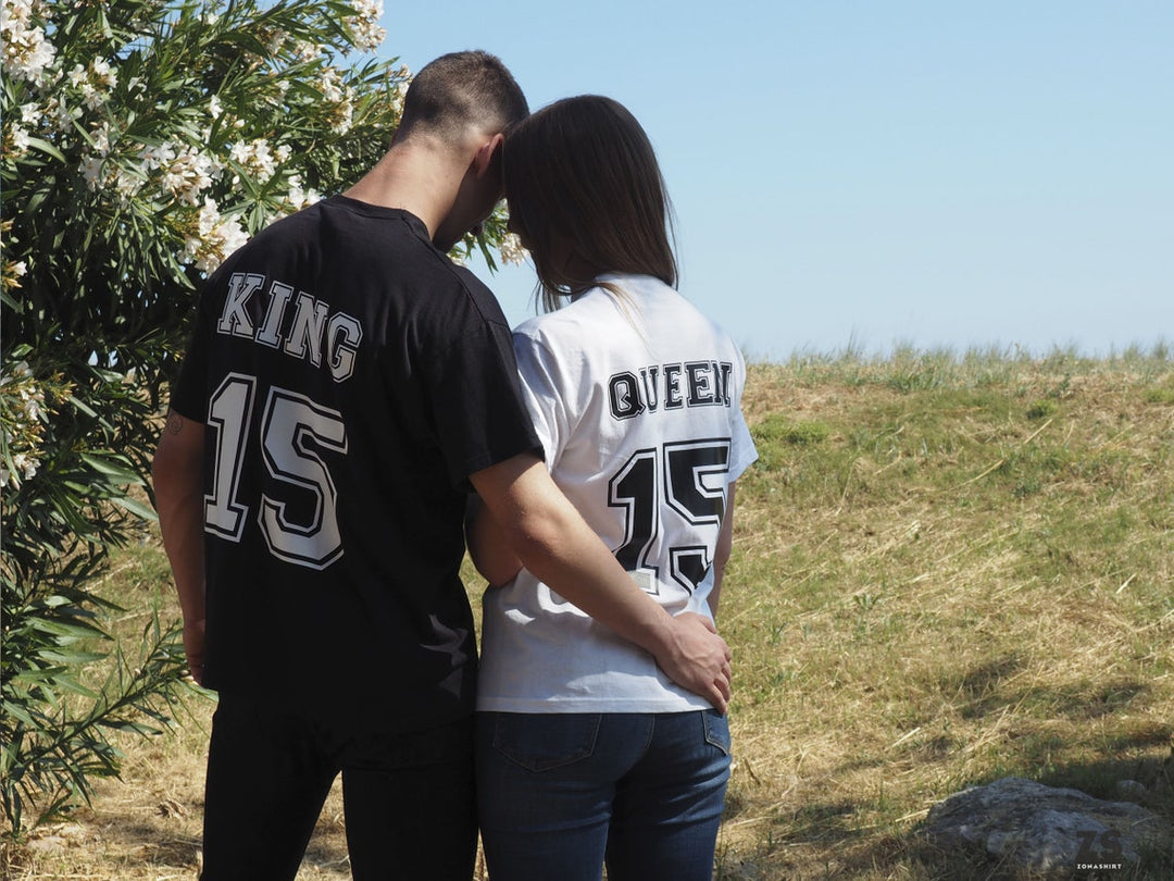 Camisetas king queen personalizar numero online