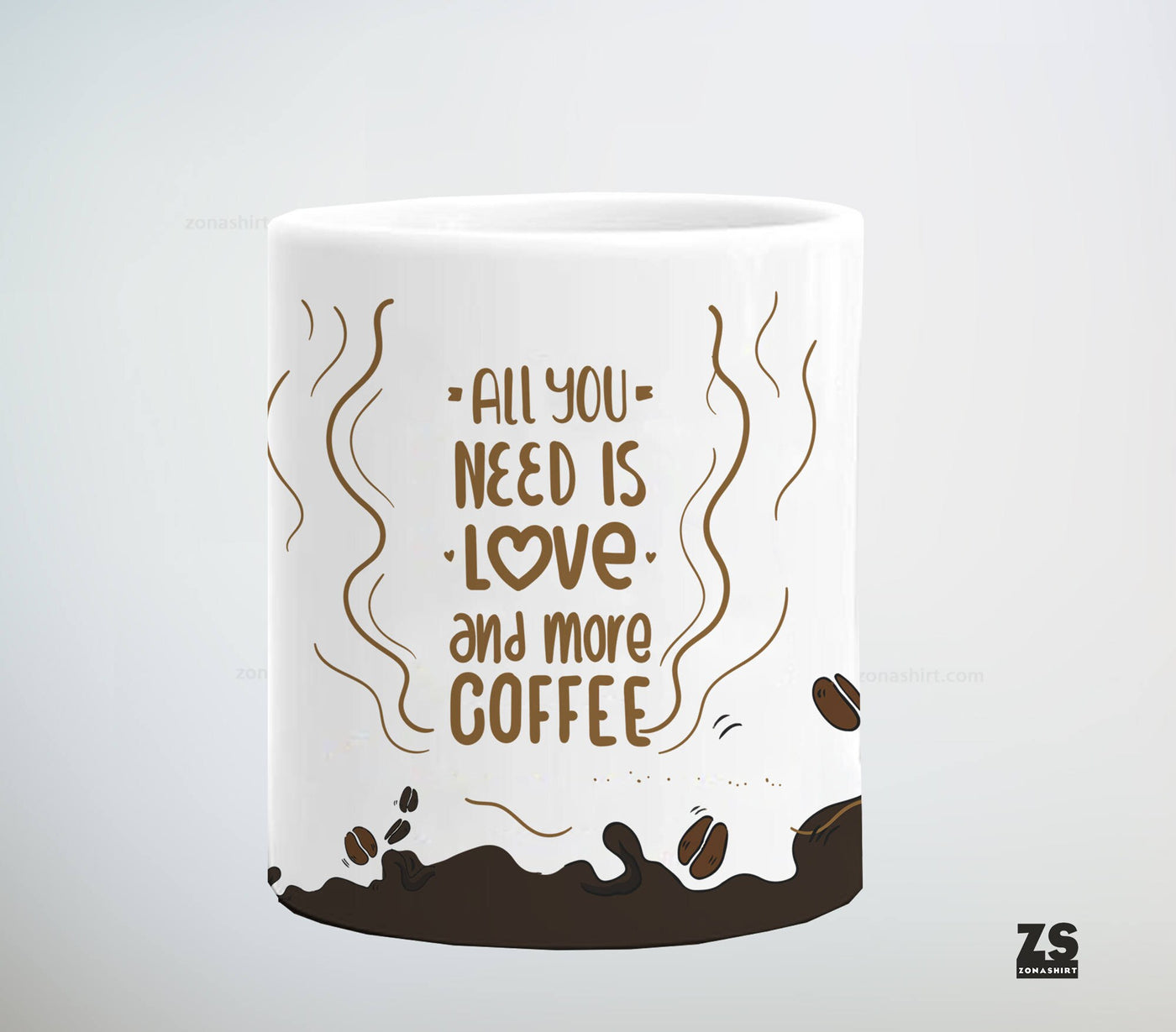 Taza Todo lo que necesitas es amor ... y más café