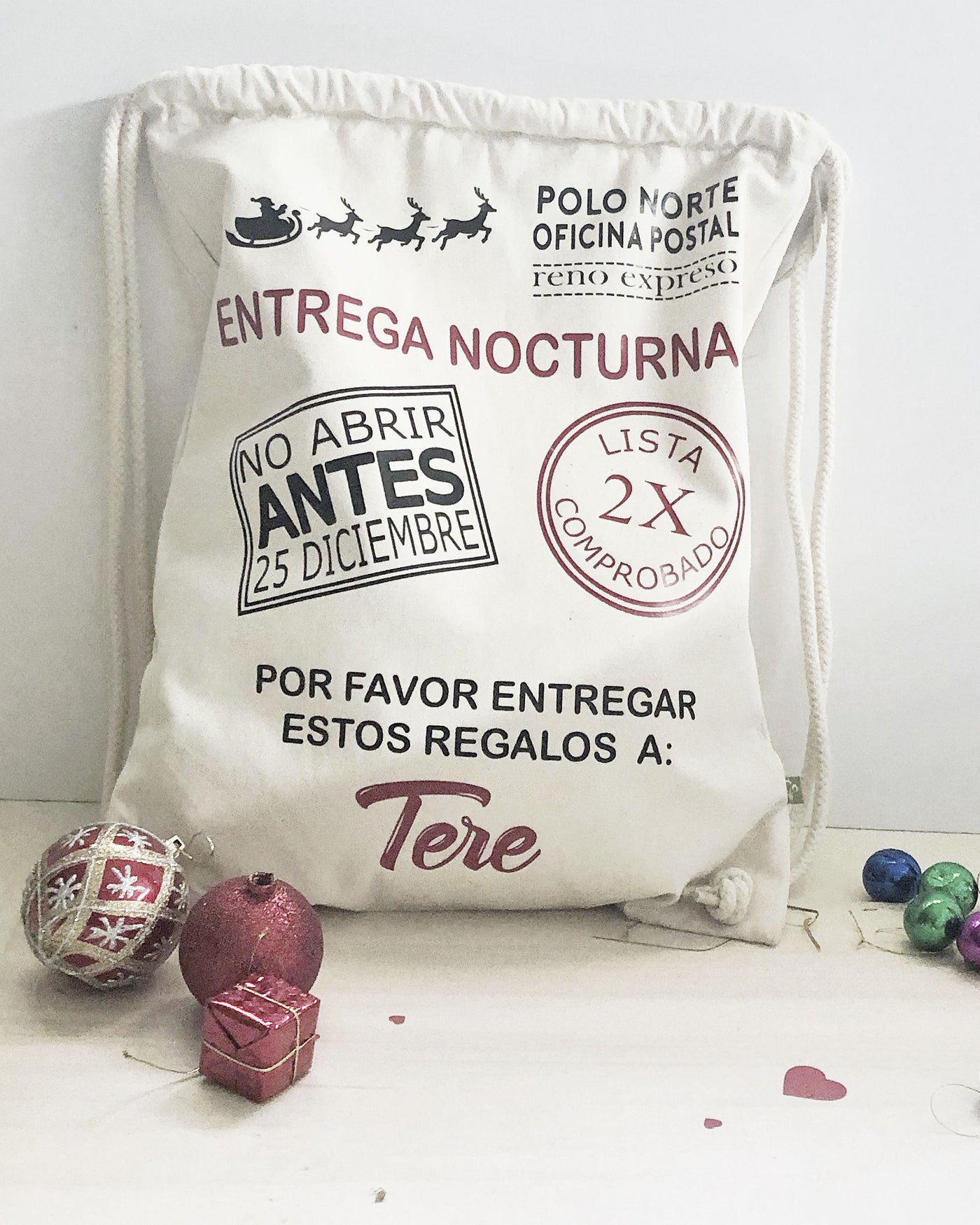 Bolso de regalo de Navidad, bolsas de navidad personalizadas, bolso de lona, bolsa de navidad personalizada con el nombre de los niños