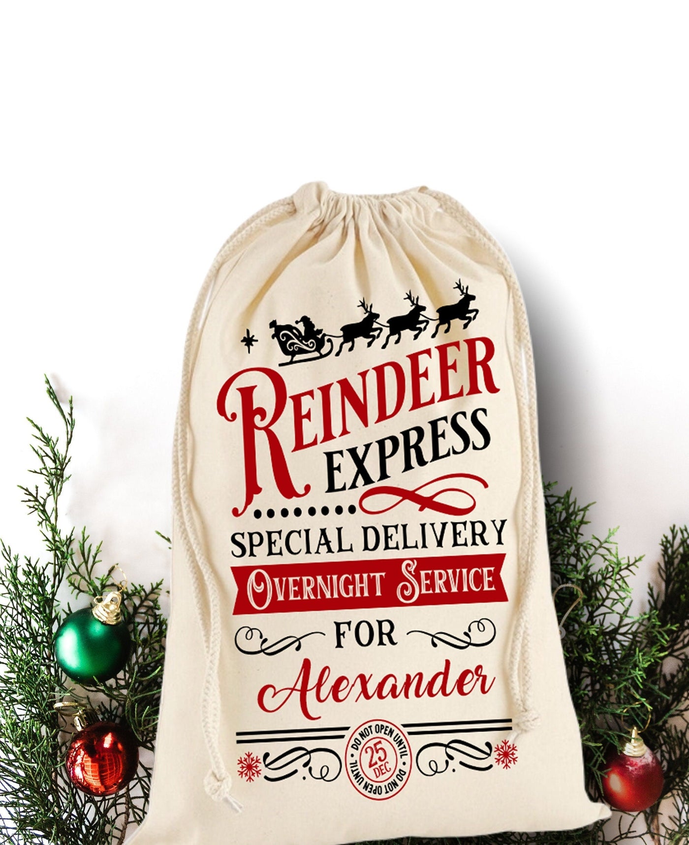 Saco de Papá Noel personalizado con nombre, bolsa de regalo de Navidad para niños, saco de Papá Noel personalizado, bolso de Papá Noel para niños